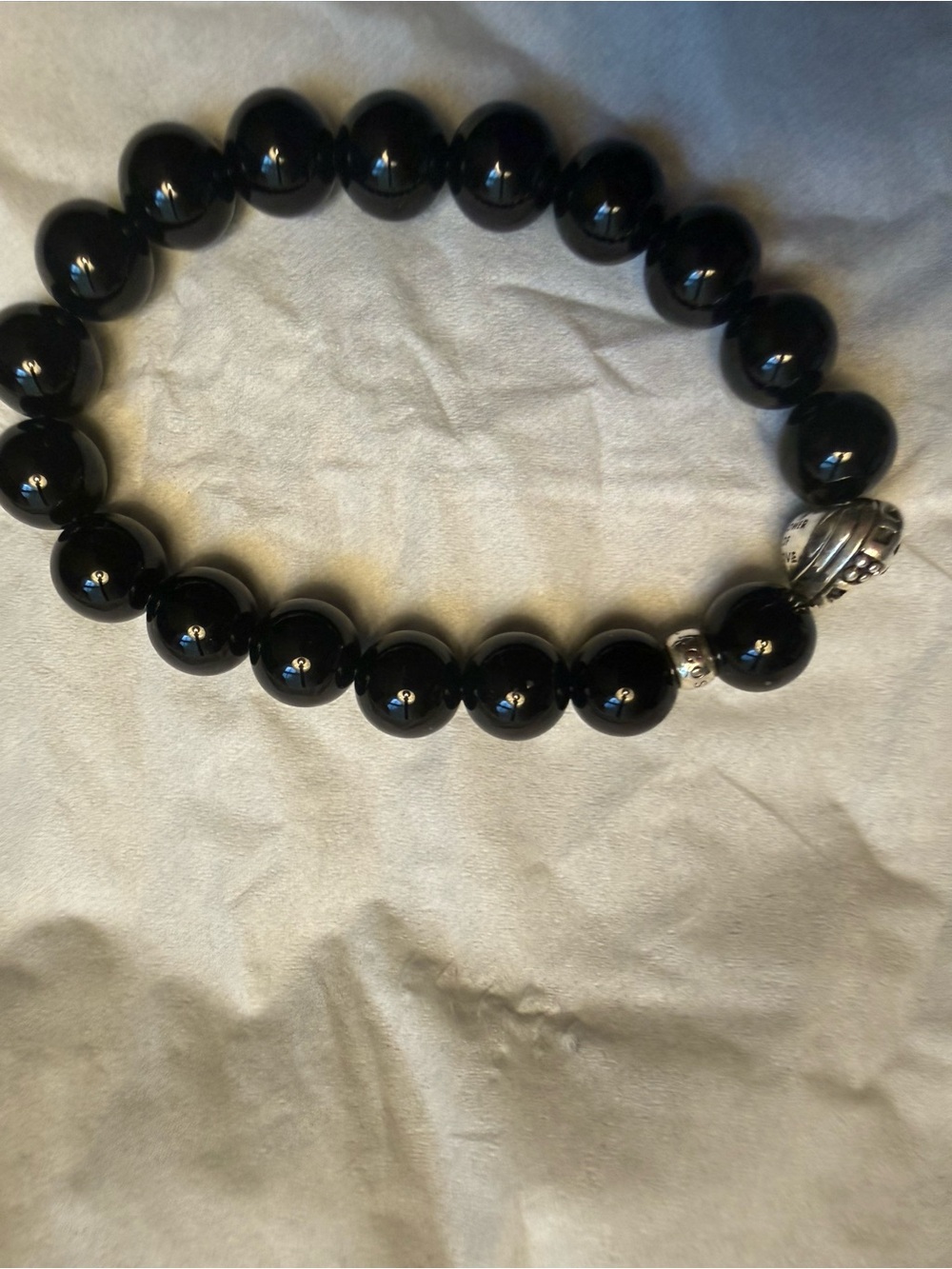 Lagos Black Bead Bracelet with Silver Station - Picture 3 of 4
